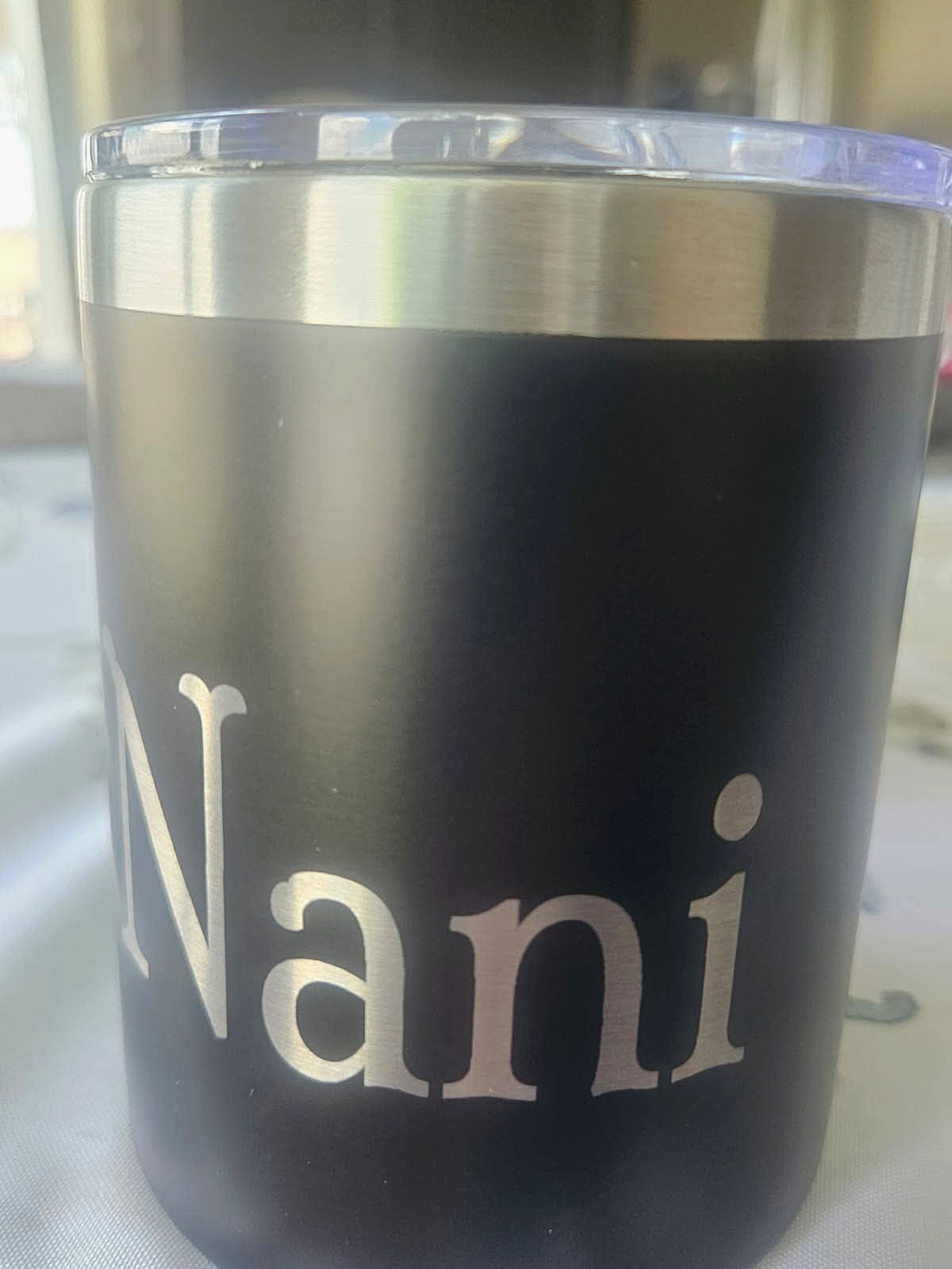 Laser engraved cup