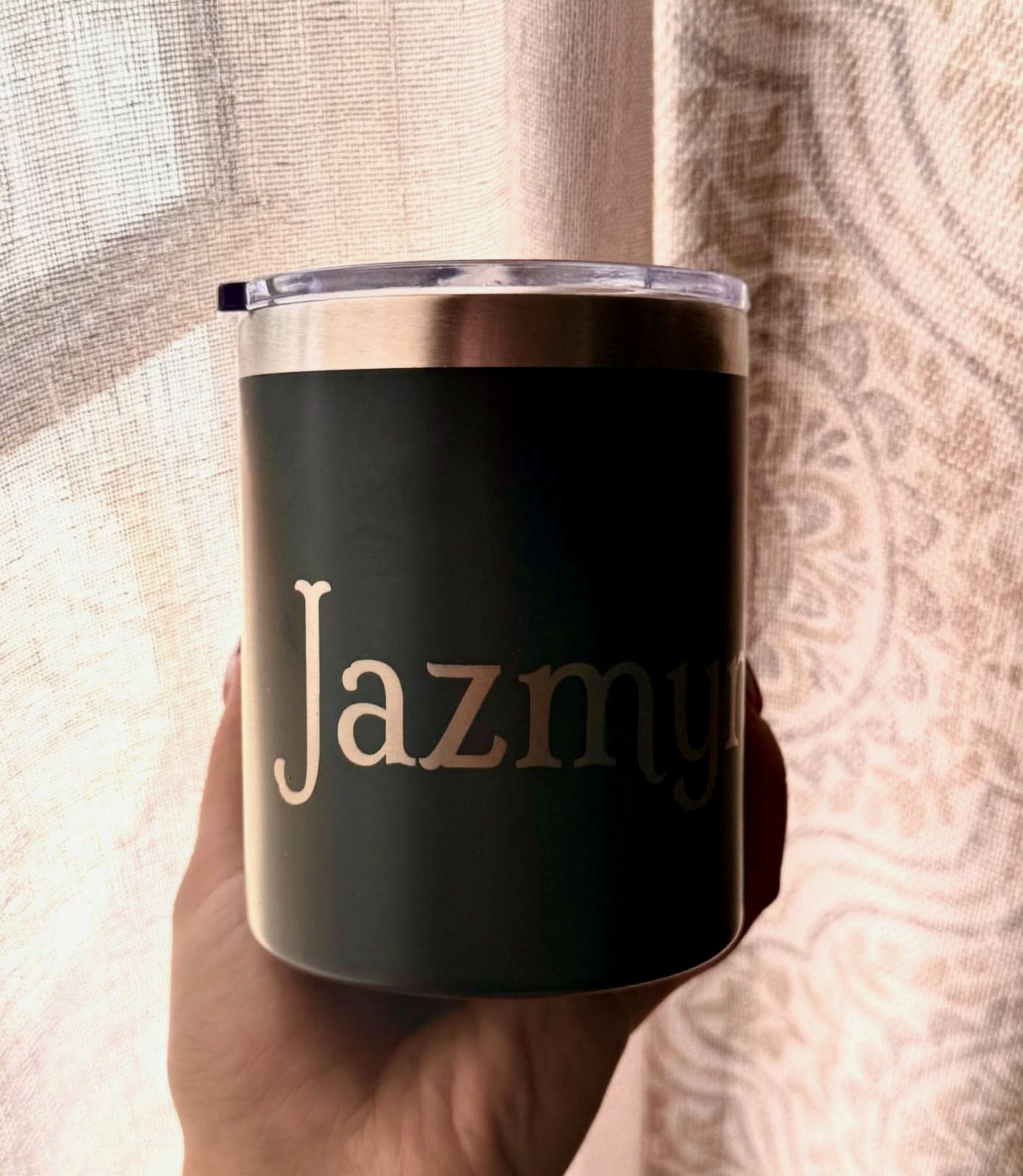 Custom laser engraved tumbler